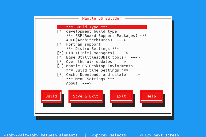 Exos main menu interface